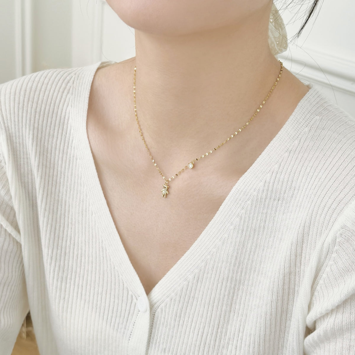 Colier Ursuleț Teddy – Argint 925, placare aur 14K