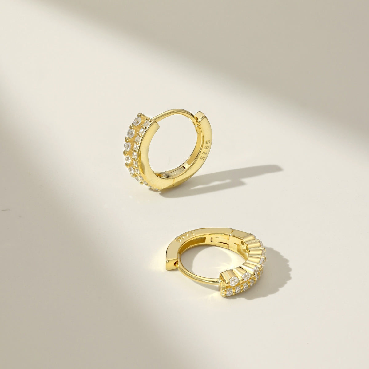 Cercei Golden Pavé Hoops – Argint 925