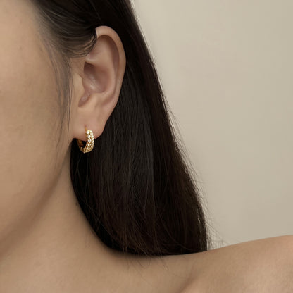 Cercei Golden Pavé Hoops – Argint 925