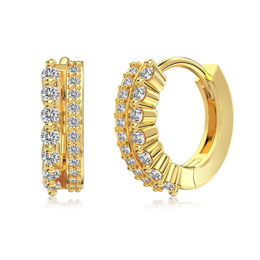 Cercei Golden Pavé Hoops – Argint 925