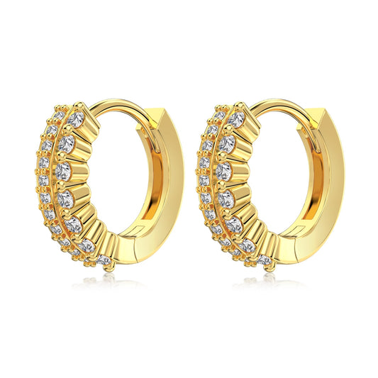 Cercei Golden Pavé Hoops – Argint 925