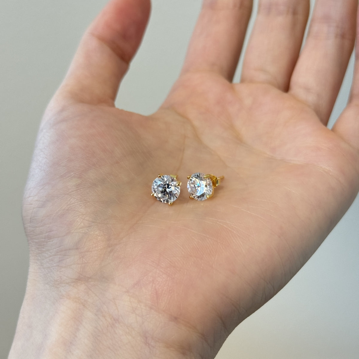 Cercei Stud Oval Solitaire – Argint 925 placat cu aur 18K