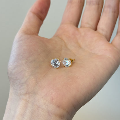 Cercei Stud Oval Solitaire – Argint 925 placat cu aur 18K