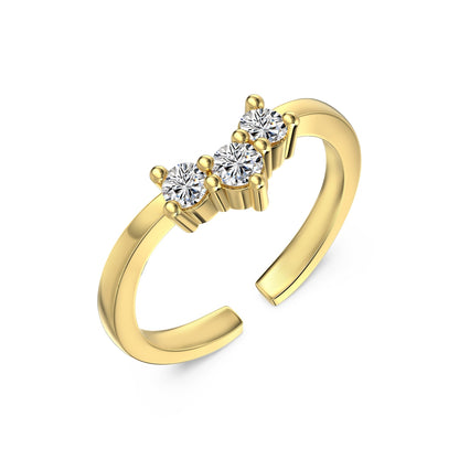 Inel Triple Crystal Cuff – Argint 925 placat cu aur 18K