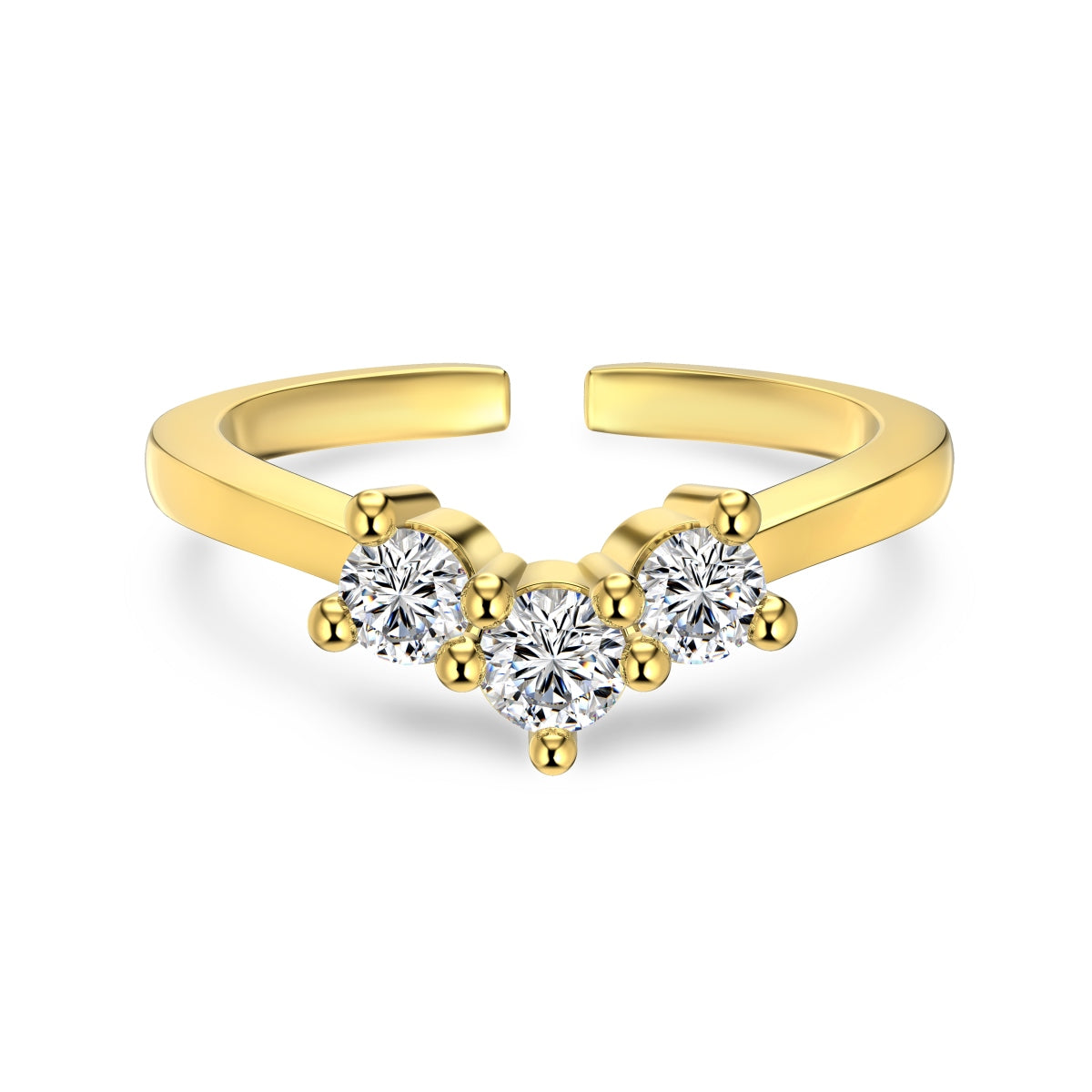 Inel Triple Crystal Cuff – Argint 925 placat cu aur 18K