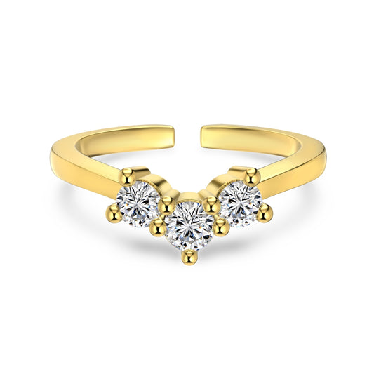 Inel Triple Crystal Cuff – Argint 925 placat cu aur 18K