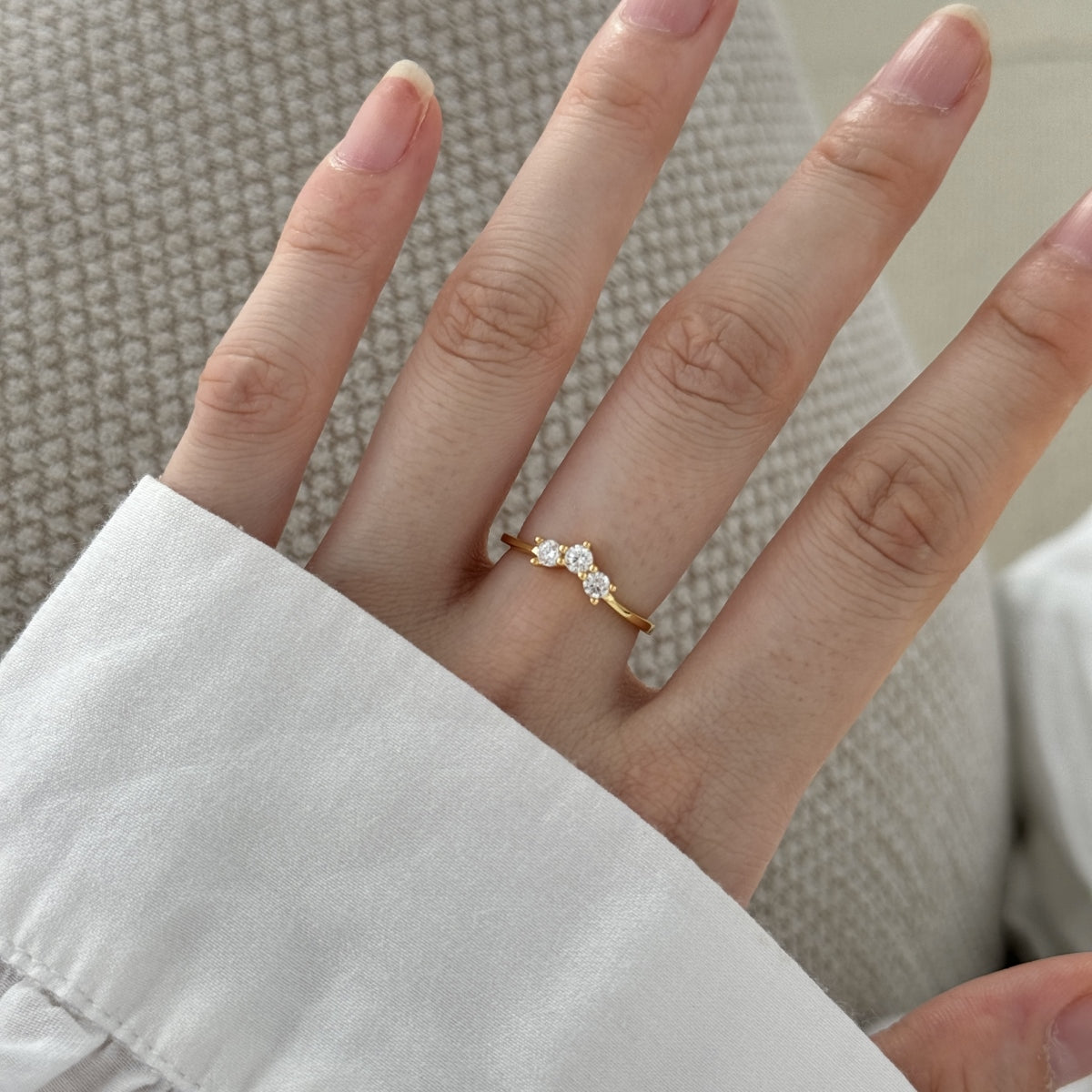 Inel Triple Crystal Cuff – Argint 925 placat cu aur 18K