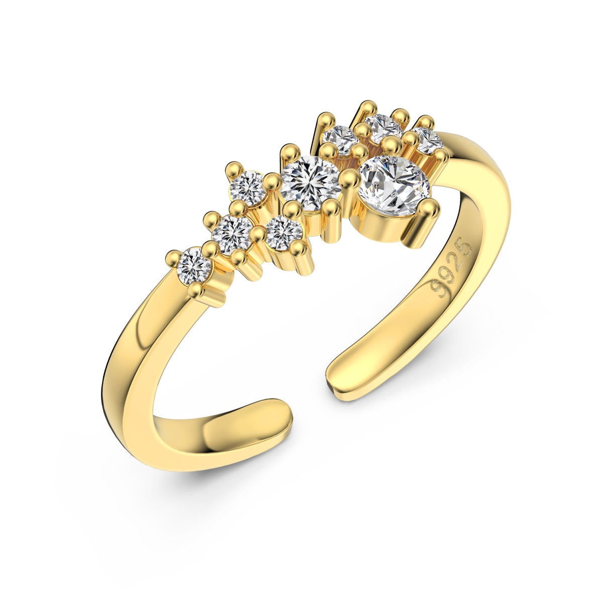 Inel Floral Spark -  placat cu aur 18K