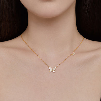 Colier Twin Butterfly – Argint 925 placat aur