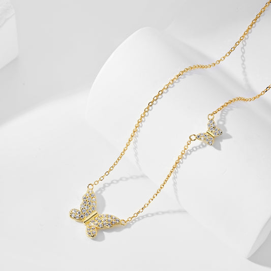 Colier Twin Butterfly – Argint 925 placat aur